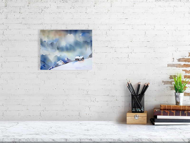 Mountain Retreat Matte Canvas Art, Cozy Home Decor, Winter Landscape Wall Art, Gift for Nature Lovers, Scenic Artwork