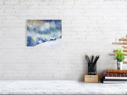 Mountain Retreat Matte Canvas Art, Cozy Home Decor, Winter Landscape Wall Art, Gift for Nature Lovers, Scenic Artwork