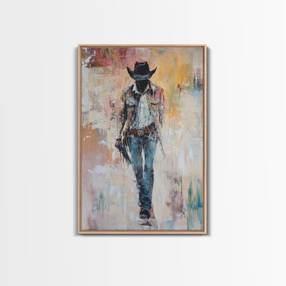 Cowboy, Vintage Horse Art, Southwest Wall Art, Rustic Wall Art, Canvas Print, Above Couch Art, Bedroom Art, Farmhouse Art