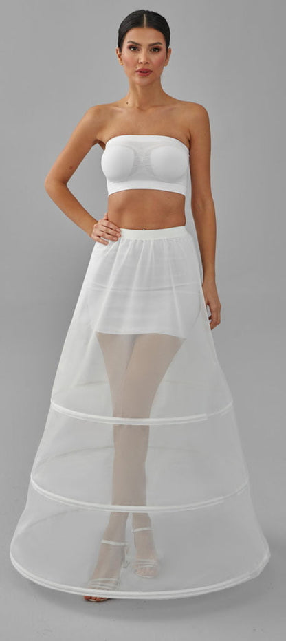 A-line Wedding Dress Underskirt, White Petticoat Skirt, Three Hoop Skirt