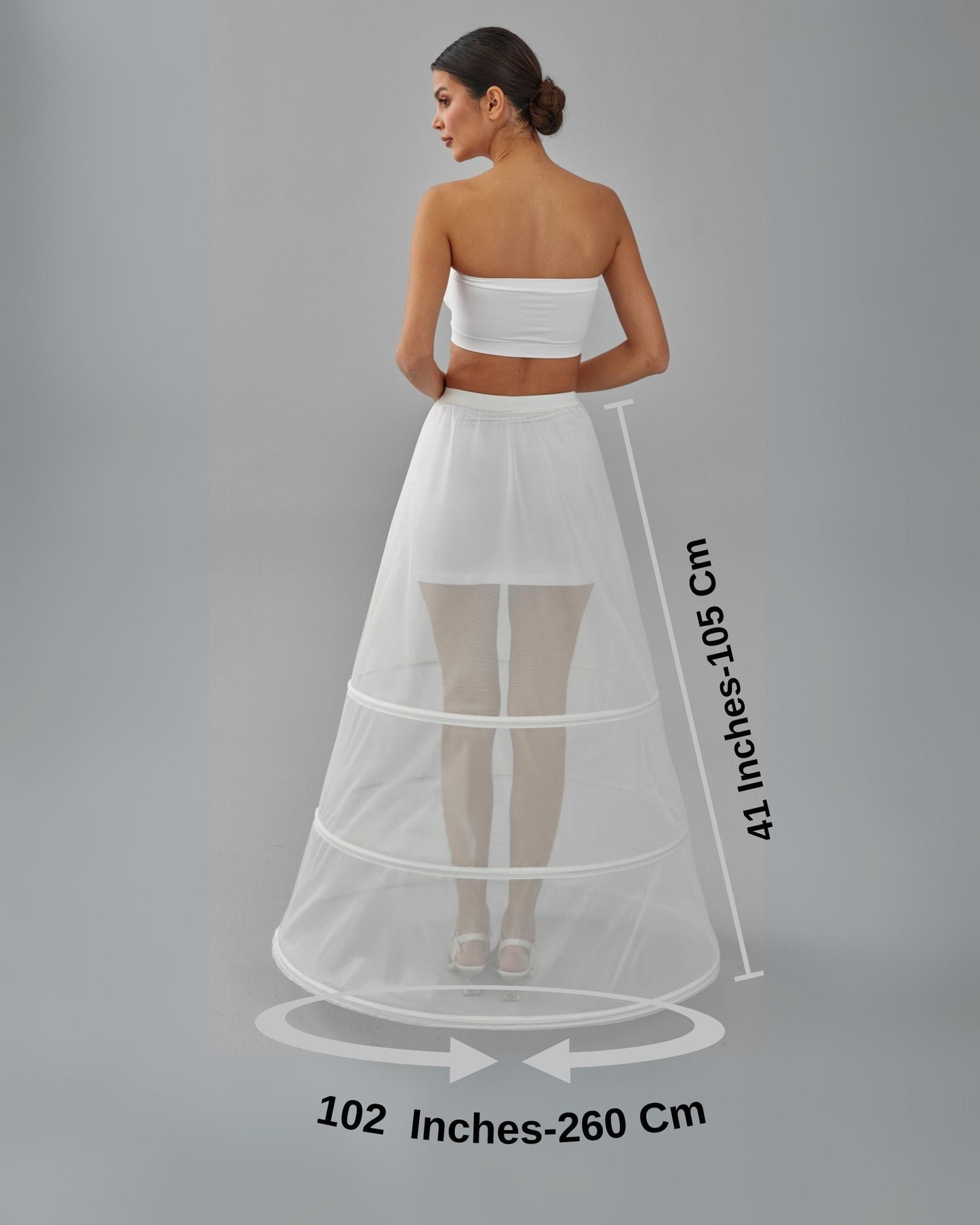 A-line Wedding Dress Underskirt, White Petticoat Skirt, Three Hoop Skirt