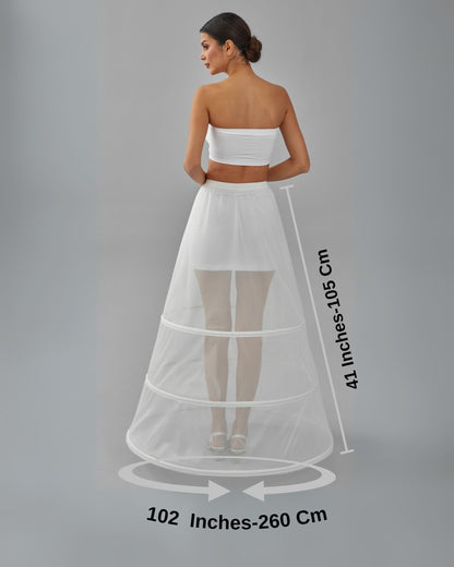 A-line Wedding Dress Underskirt, White Petticoat Skirt, Three Hoop Skirt