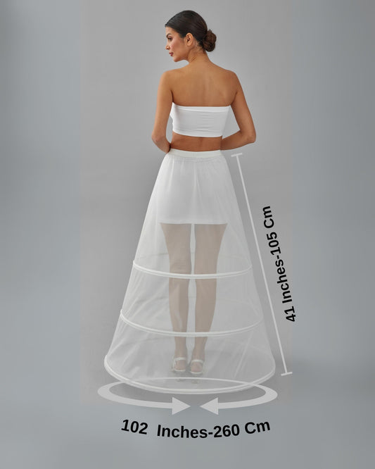 A-line Wedding Dress Underskirt, White Petticoat Skirt, Three Hoop Skirt