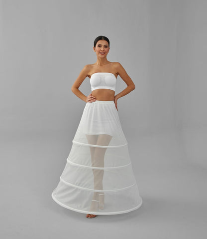 Charming White Petticoat for Wedding Gown, Four Hoop Skirt