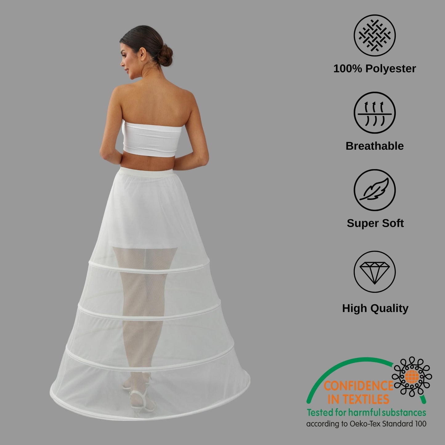 Charming White Petticoat for Wedding Gown, Four Hoop Skirt