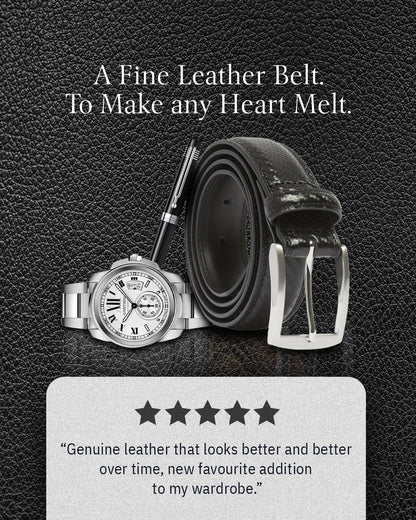Genuine Leather Belt for Men – Zinc Alloy Buckle, 1.25" Strap
