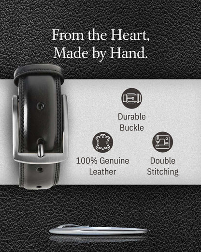 Genuine Leather Belt for Men – Zinc Alloy Buckle, 1.25" Strap