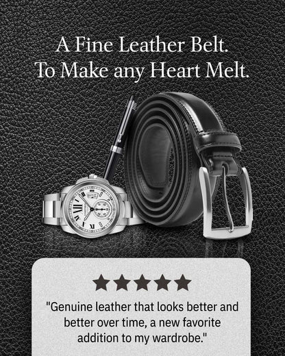 Genuine Leather Belt for Men – Zinc Alloy Buckle, 1.25" Strap