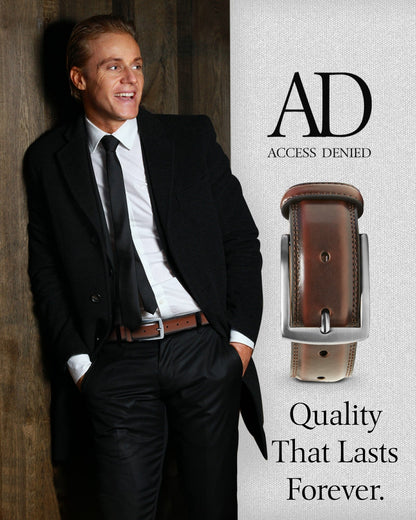 Genuine Leather Belt for Men – Zinc Alloy Buckle, 1.25" Strap