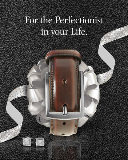 Genuine Leather Belt for Men – Zinc Alloy Buckle, 1.25" Strap