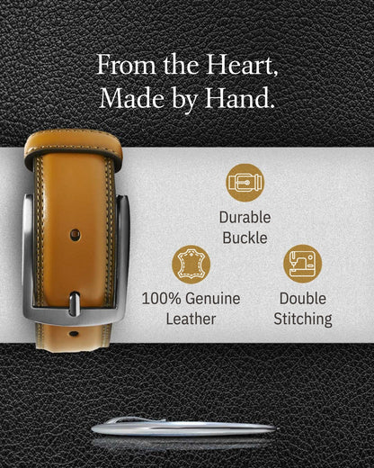 Genuine Leather Belt for Men – Zinc Alloy Buckle, 1.25" Strap