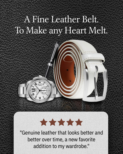 Genuine Leather Belt for Men – Zinc Alloy Buckle, 1.25" Strap