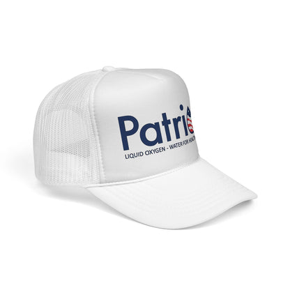 Patriox Trucker Hat — Patriotic Logo Mesh Cap ("Liquid Oxygen — Water for Health Freedom")