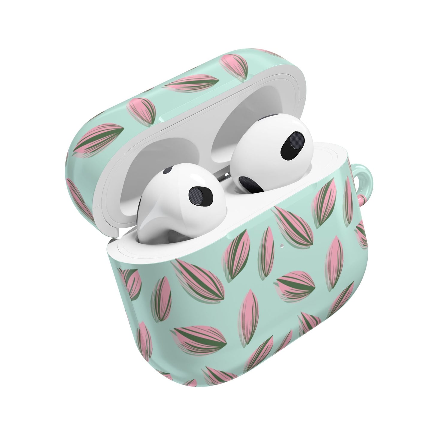 Tradescantia Nanouk Pattern Earbud Case – Slim Protective Cover With Carabiner