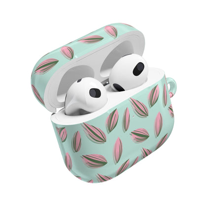 Tradescantia Nanouk Pattern Earbud Case – Slim Protective Cover With Carabiner