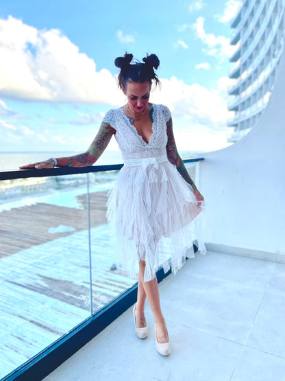 Lace White Party Dress