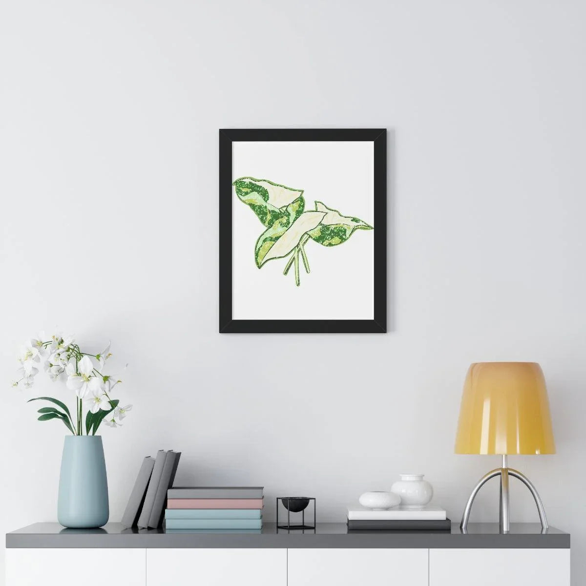 Marble Syngonium Framed Print – Botanical Wall Art