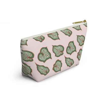 Begonia Pattern Accessory Pouch – Zippered Catch-All With T-Bottom