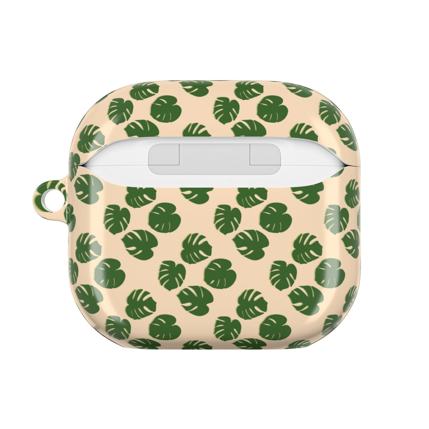 Monstera Pattern Earbud Case – Slim Protective Cover With Carabiner