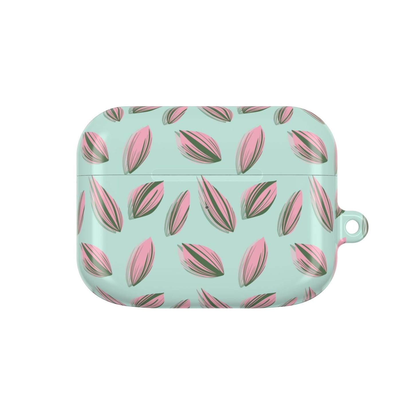 Tradescantia Nanouk Pattern Earbud Case – Slim Protective Cover With Carabiner