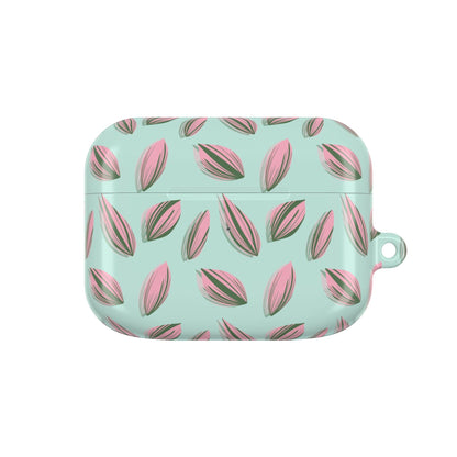 Tradescantia Nanouk Pattern Earbud Case – Slim Protective Cover With Carabiner