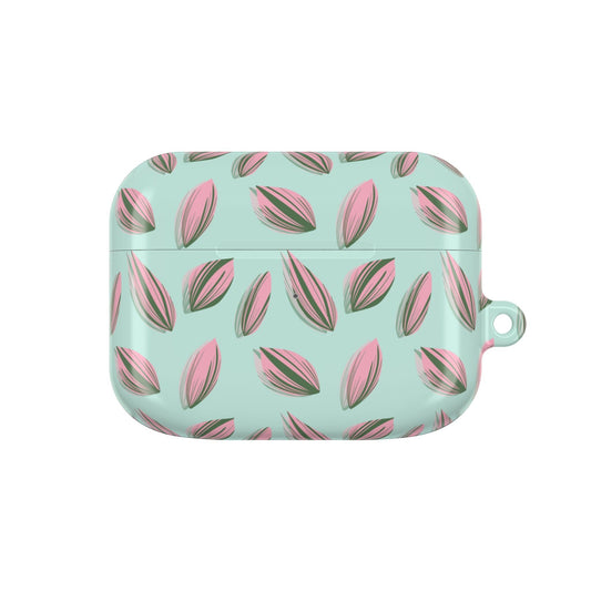 Tradescantia Nanouk Pattern Earbud Case – Slim Protective Cover With Carabiner