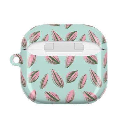Tradescantia Nanouk Pattern Earbud Case – Slim Protective Cover With Carabiner