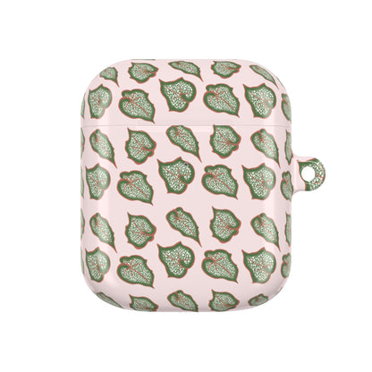 Begonia Pattern Earbud Case – Slim Protective Cover With Carabiner