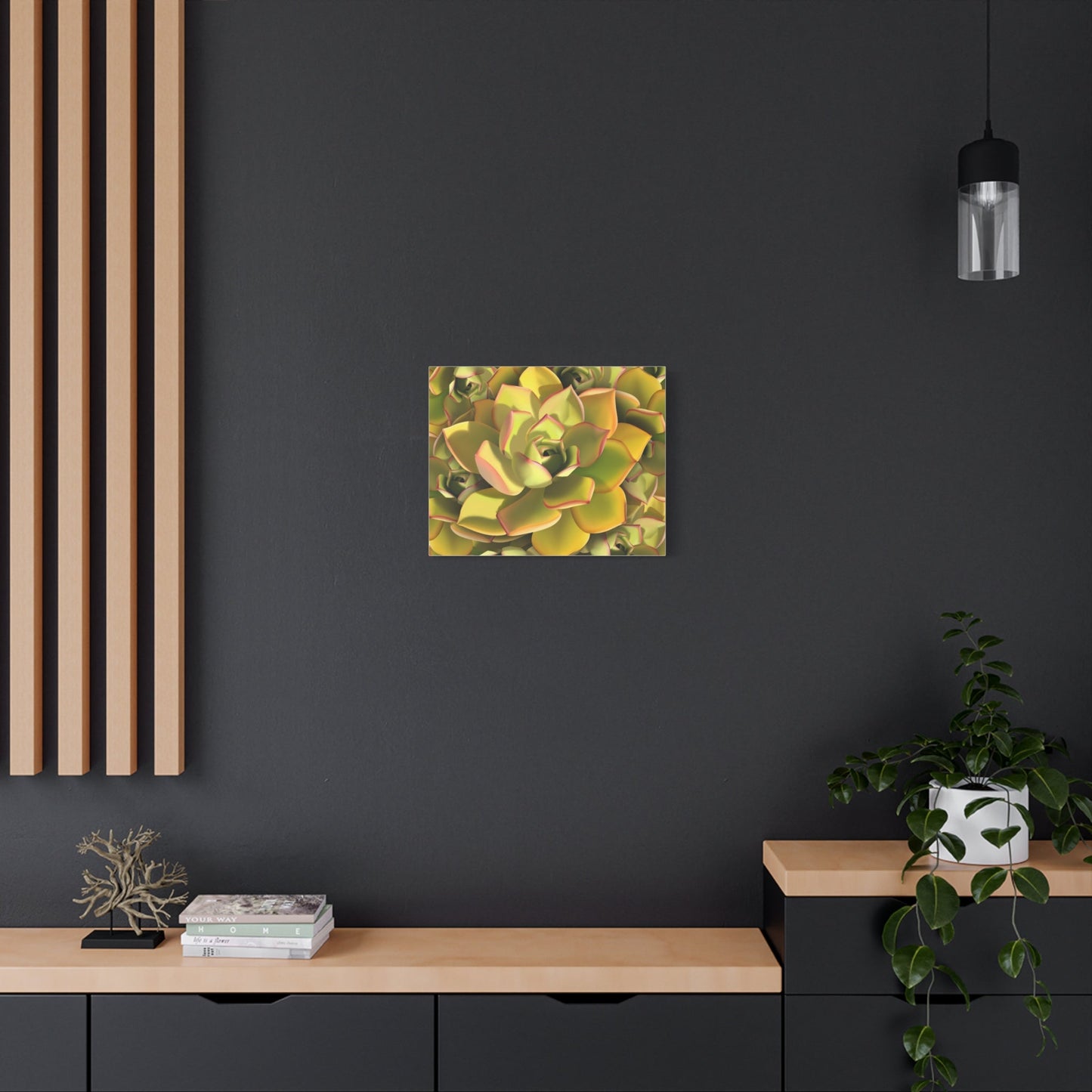 Noble Aeonium Succulent Pattern Canvas Print – Botanical Wall Art
