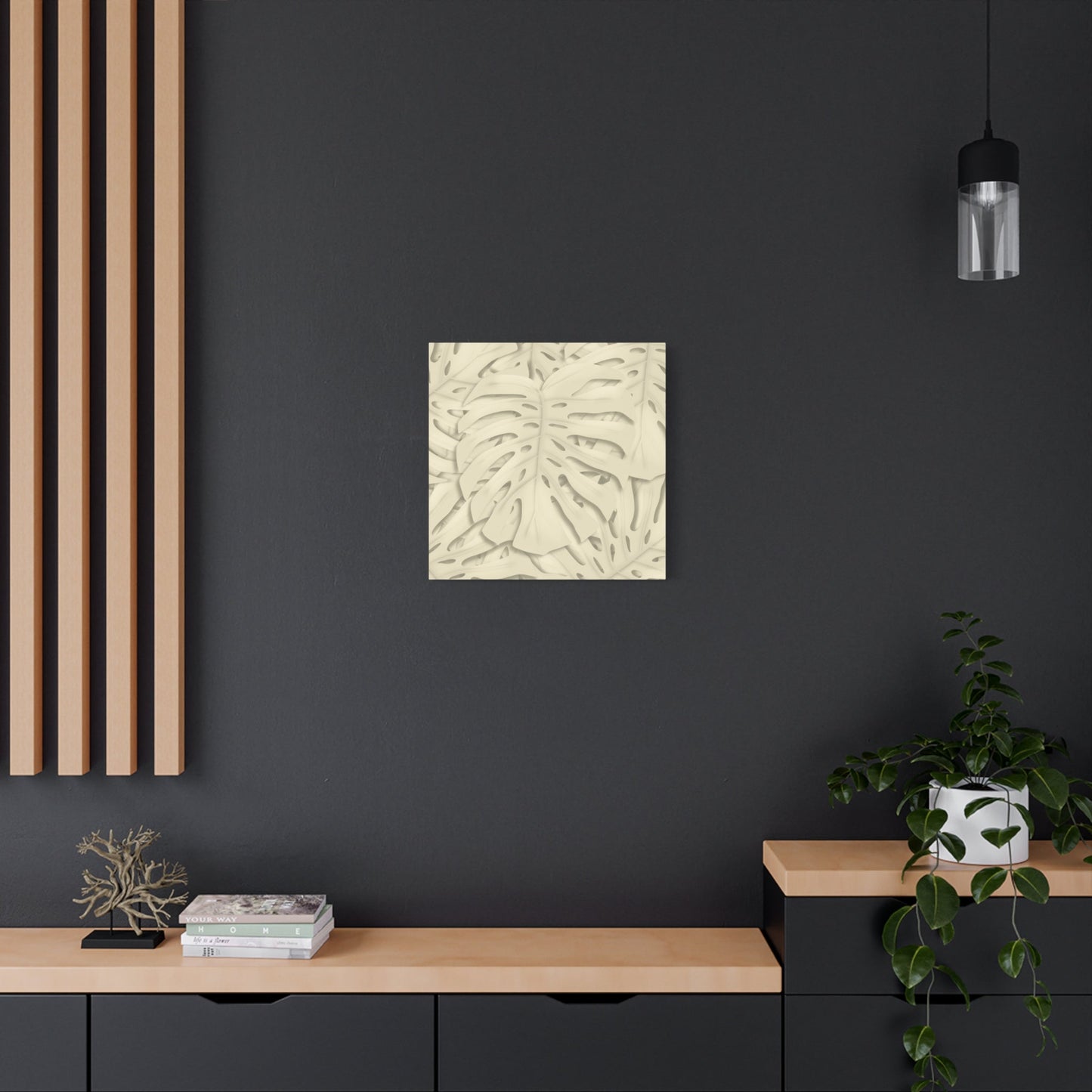 Beige Monstera Canvas Print – Botanical Wall Art