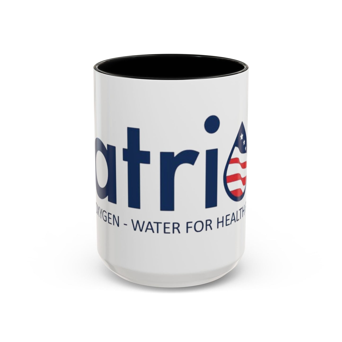 Patriox Accent Coffee Mug — American Flag Drop Logo, 'Water for Health Freedom'