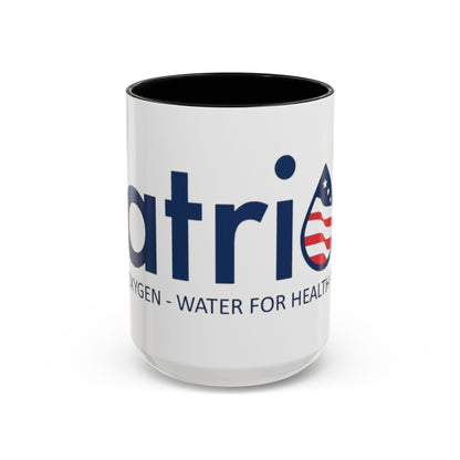 Patriox Accent Coffee Mug — American Flag Drop Logo, 'Water for Health Freedom'