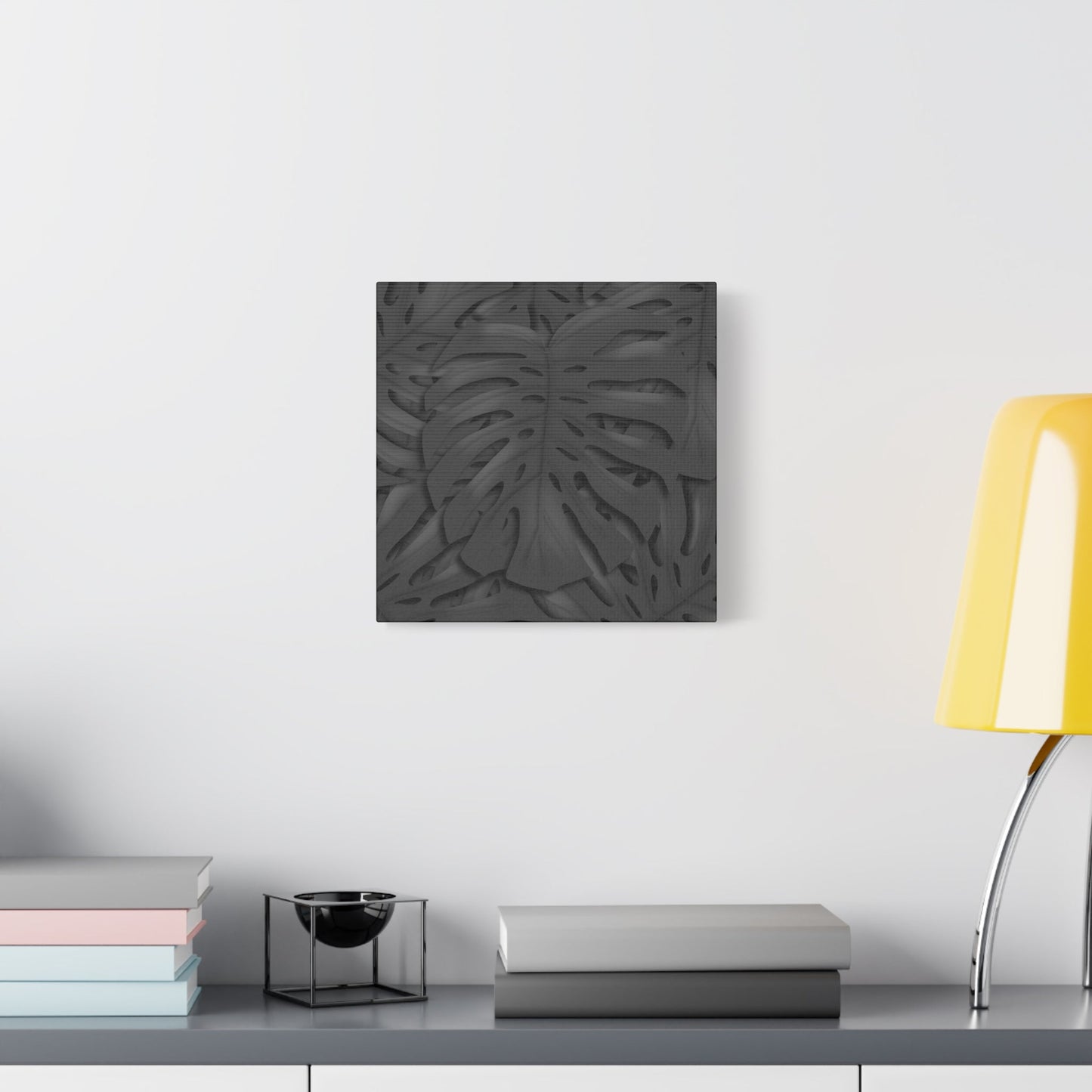 Charcoal Monstera Canvas Print – Botanical Wall Art