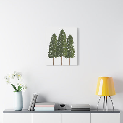 Three Ponderosa Pine Canvas Wall Art Matte Stretched Print Minimalist Forest Landscape Decor