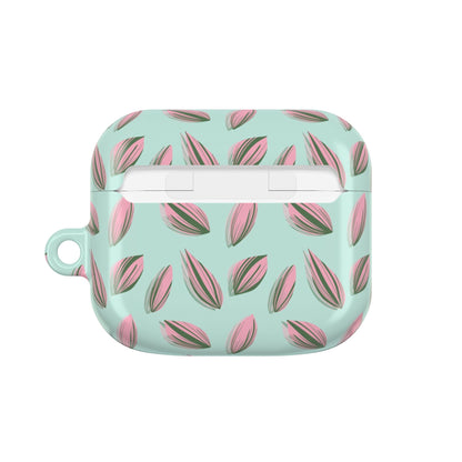 Tradescantia Nanouk Pattern Earbud Case – Slim Protective Cover With Carabiner