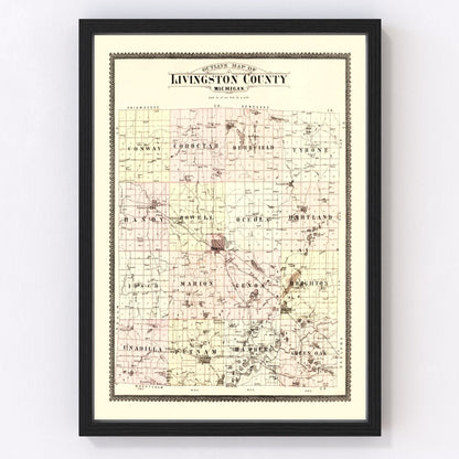 Vintage Map of Livingston County, Michigan 1895