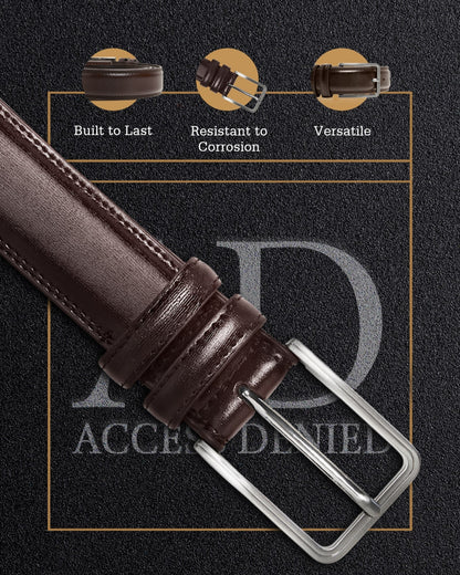 Genuine Leather Belt for Men – Zinc Alloy Buckle, 1.25" Strap