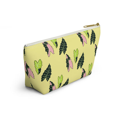 Alocasia Pattern Accessory Pouch – Zippered Catch-All With T-Bottom