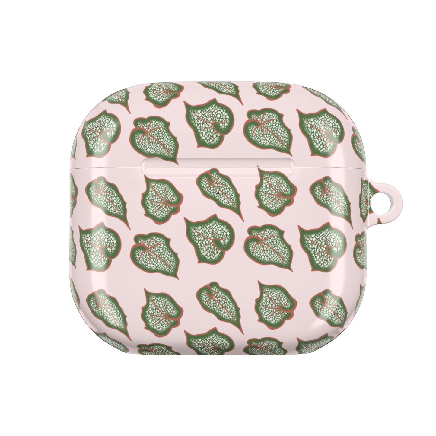 Begonia Pattern Earbud Case – Slim Protective Cover With Carabiner