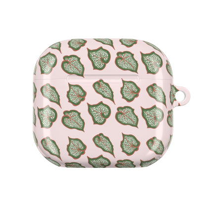 Begonia Pattern Earbud Case – Slim Protective Cover With Carabiner