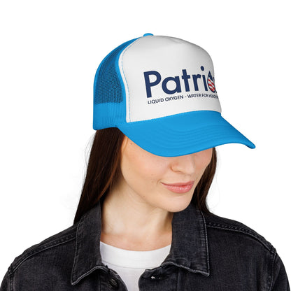 Patriox Trucker Hat — Patriotic Logo Mesh Cap ("Liquid Oxygen — Water for Health Freedom")