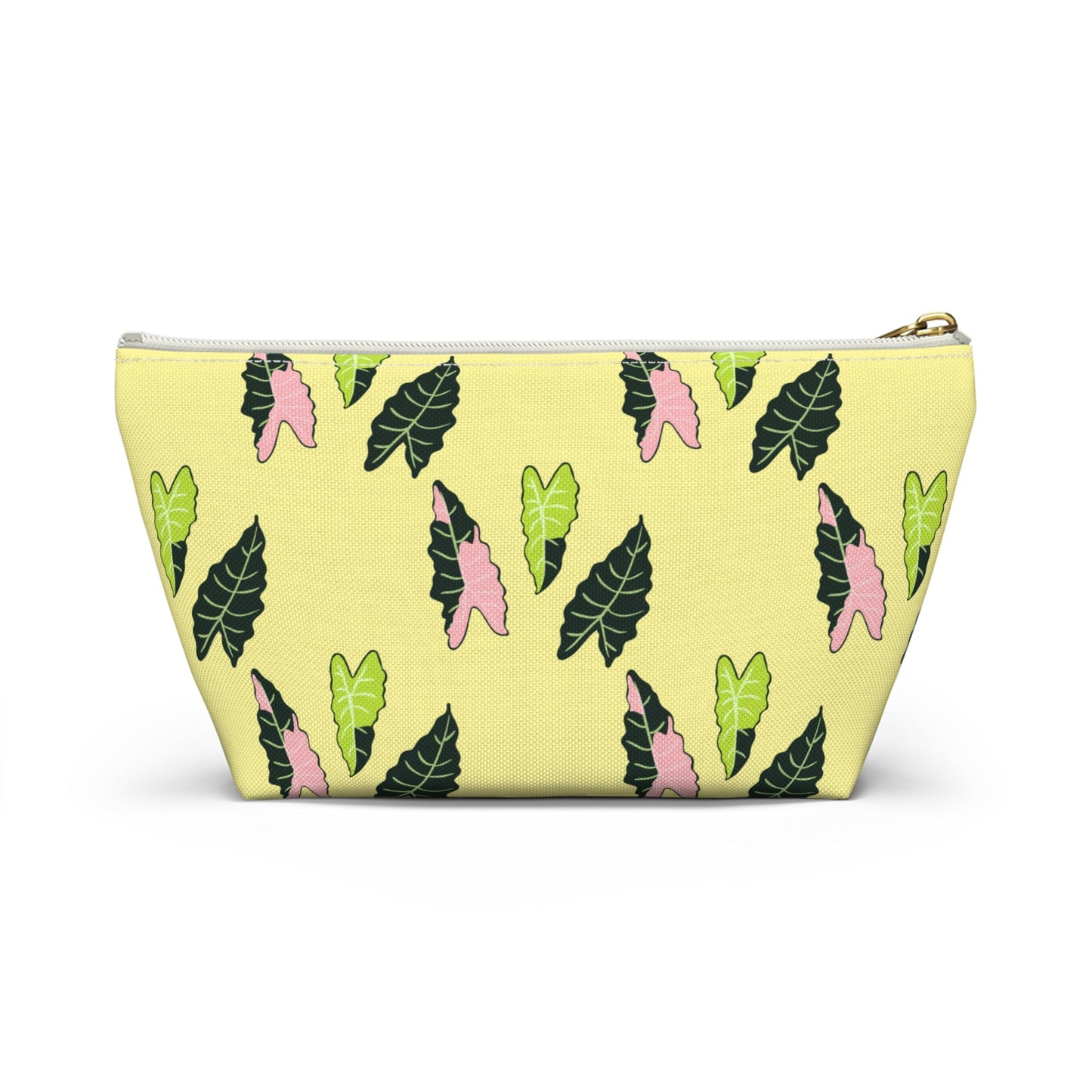 Alocasia Pattern Accessory Pouch – Zippered Catch-All With T-Bottom