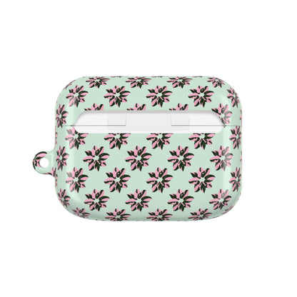 Pink Princess Philodendron Pattern Earbud Case – Slim Protective Cover With Carabiner