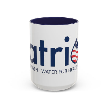 Patriox Accent Coffee Mug — American Flag Drop Logo, 'Water for Health Freedom'