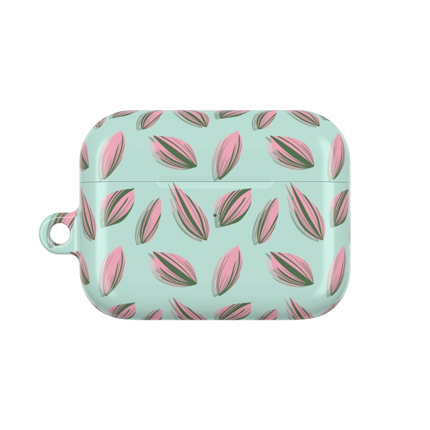 Tradescantia Nanouk Pattern Earbud Case – Slim Protective Cover With Carabiner