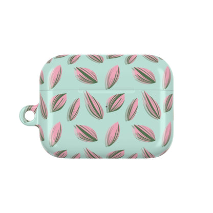 Tradescantia Nanouk Pattern Earbud Case – Slim Protective Cover With Carabiner