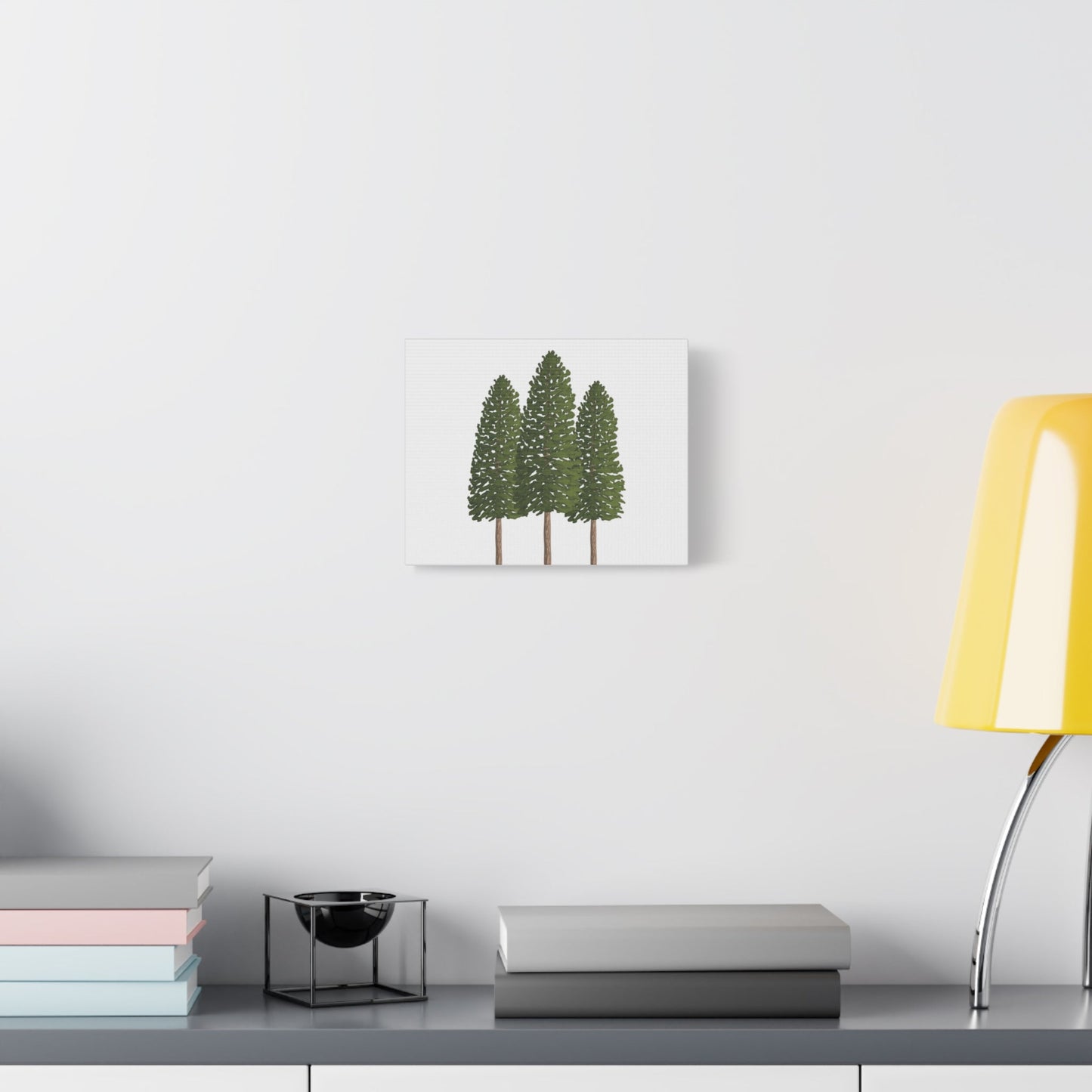 Three Ponderosa Pine Canvas Wall Art Matte Stretched Print Minimalist Forest Landscape Decor
