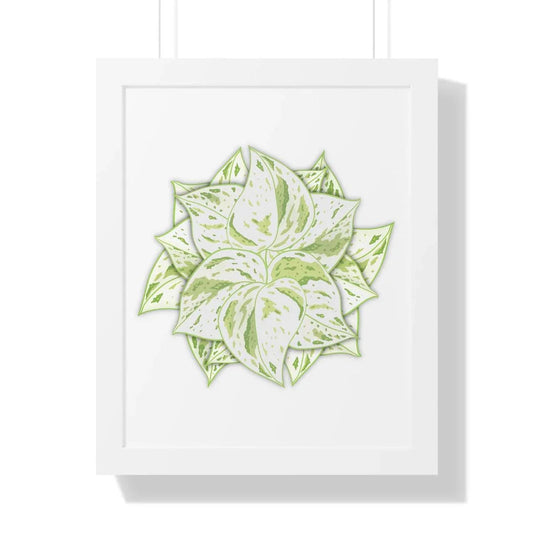 Snow Queen Pothos Framed Print – Botanical Wall Art