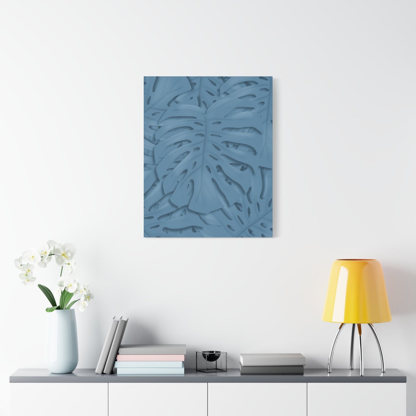 Cerulean Blue Monstera Canvas Print – Botanical Wall Art