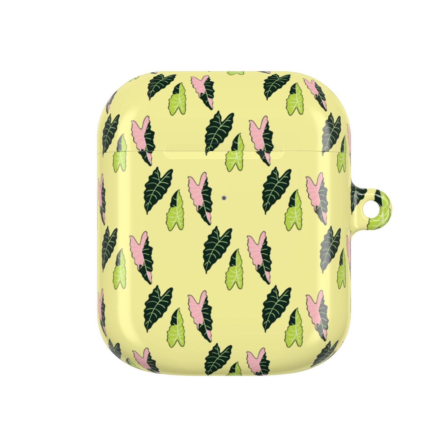 Alocasia Pattern Earbud Case – Slim Protective Cover With Carabiner
